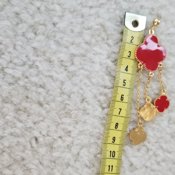 Leaf clover drop dangle earring - Picture 3 of 5